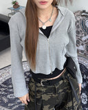 Tinen dart cropped hooded zip-up