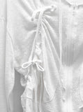 Betz See-Through Shirring Hooded Zip-Up