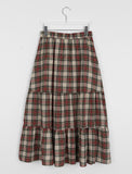 Tomina Banding Check Tiered Long Skirt