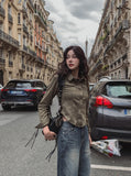 Zen Slim Fit Suede Cropped Shirt