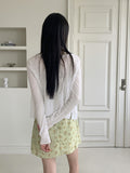 Deepu linen two-way V-neck cropped long sleeve cardigan