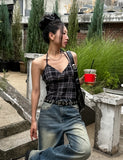 Wiz Strap Check Blouse Scrunch Set