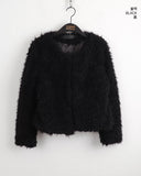 Lens Quilted Eco Fur Long Sleeve Jacket