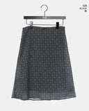 Deti See-through Check Midi Skirt