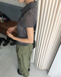 Noel Seersucker V-Neck Check Short-Sleeve Shirt