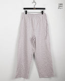 Fit Flower Embossing Ribbon Strap Banding Long Wide Pants