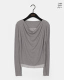Hitol Lace Fake Layered Shirring Drape T-shirt