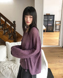 [Strap SET] Nose Flower Boat Neck Loose Fit Long Knit