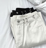 Buckle brushed straight wide fit cotton pants