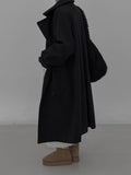 High-neck adjust double long coat