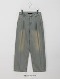 [unisex] Resole Pintuck Washed Denim Wide Pants