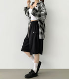 Folding Cut Snap Knee Length Bermuda Shorts
