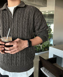 Rope Cable Half Zip-up Knit