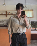 Soban epaulet crop long sleeve shirt