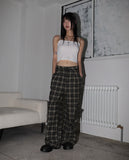 Maku checkered pocket long wide pants