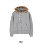 Amor brushed Raccoon Fur Hooded Zip-Up