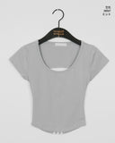 Poonut Back Slit Taping Short-Sleeved T-Shirt