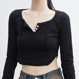 Fera Button Cropped T-Shirt