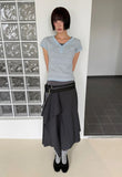V-BUTTON STRIPE TEE