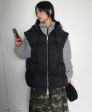 KNIT HOOD PADDING VEST