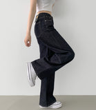 4 Seasons Non-fade Raw Back Banding Wide Fit Denim Pants
