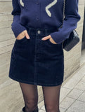 Sayeon Velvet Denim Mini Skirt Pants