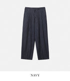 Striped wide pin tuck slacks