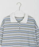 Hennata Collar Stripe Over Short Sleeve Tee