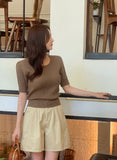 Alia Shirring Rib Short Sleeve Knitwear
