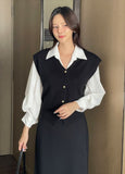 Billion V-neck Button Knit Cardigan Vest