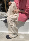 [unisex] Keiri pintuck banding parachute wide linen pants