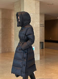 [Duck Down100%] Meju Side Button Hood Long Padding (Belt Set)