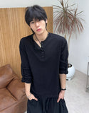 Heren Roll-up Slub Henley Neck Long Sleeve