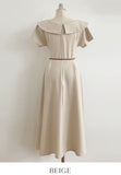 Beshu Diagonal V-collar Long One Piece (Belt set)