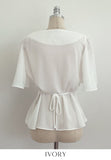 Jed-in Drape Chiffon Peplum Blouse