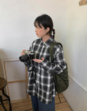 [unisex] Makodo Check Brushed Over Shirt