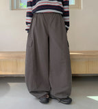 Frankie Curved Cotton Cargo Banding Balloon Wide Pants