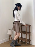 [Scarf Set] Fescal Choker U-neck Long Sleeve T-shirt