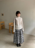 Tonbo Banding Check Frill Tiered Long Skirt