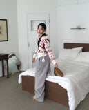 Shuong Rabbit Heart Fur Bells Hood Knit Zip-up