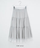 Mujeuf Tiered Lace Banding Long Skirt