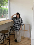 [unisex] Sella Check Over Short Sleeve Shirt