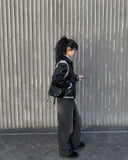 Kawa washed denim wide pants