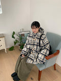 [unisex] Donico Check Duffel Quilted Hood Half Coat