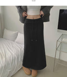 Low Rise Shibori Maxi A-Line Brushed Long Skirt