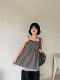 Mintel Summer Check Layered Sleeveless Blouse