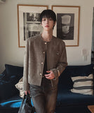 Ekkeullo Collar Less Tweed Blazer