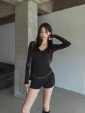 Hina Slim Long Ribbed Button Long Sleeve