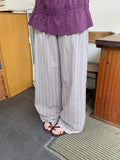 [BAONHAUS] Motren Stripe Linen Banding Pants