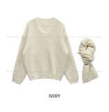 Ciel V-neck Hachi Knit Muffler Set